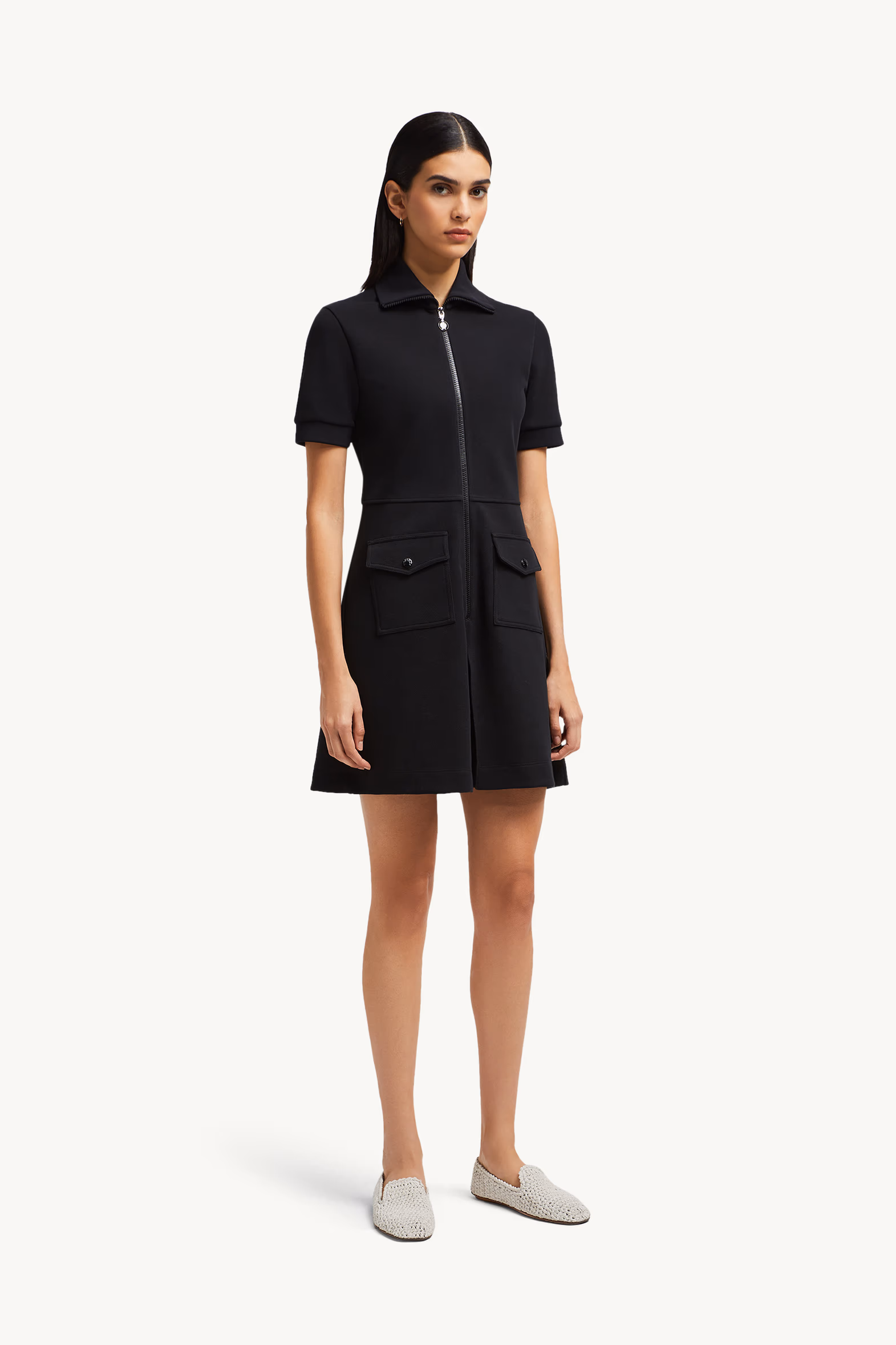 Robe polo semi-zippée en piqué Femmes Noir Moncler 3